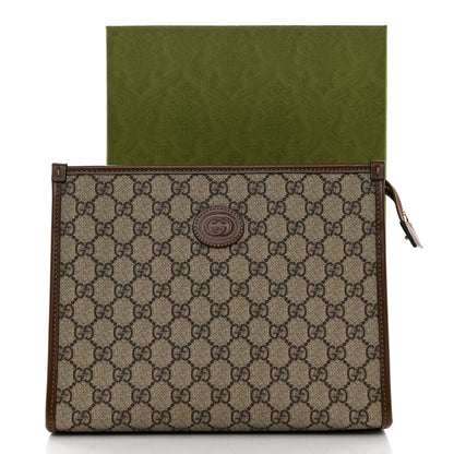 Gucci GG Supreme Monogram Azalea Calfskin Retro Interlocking G Beauty Case Beige Ebony Brown Sugar 9 of 9