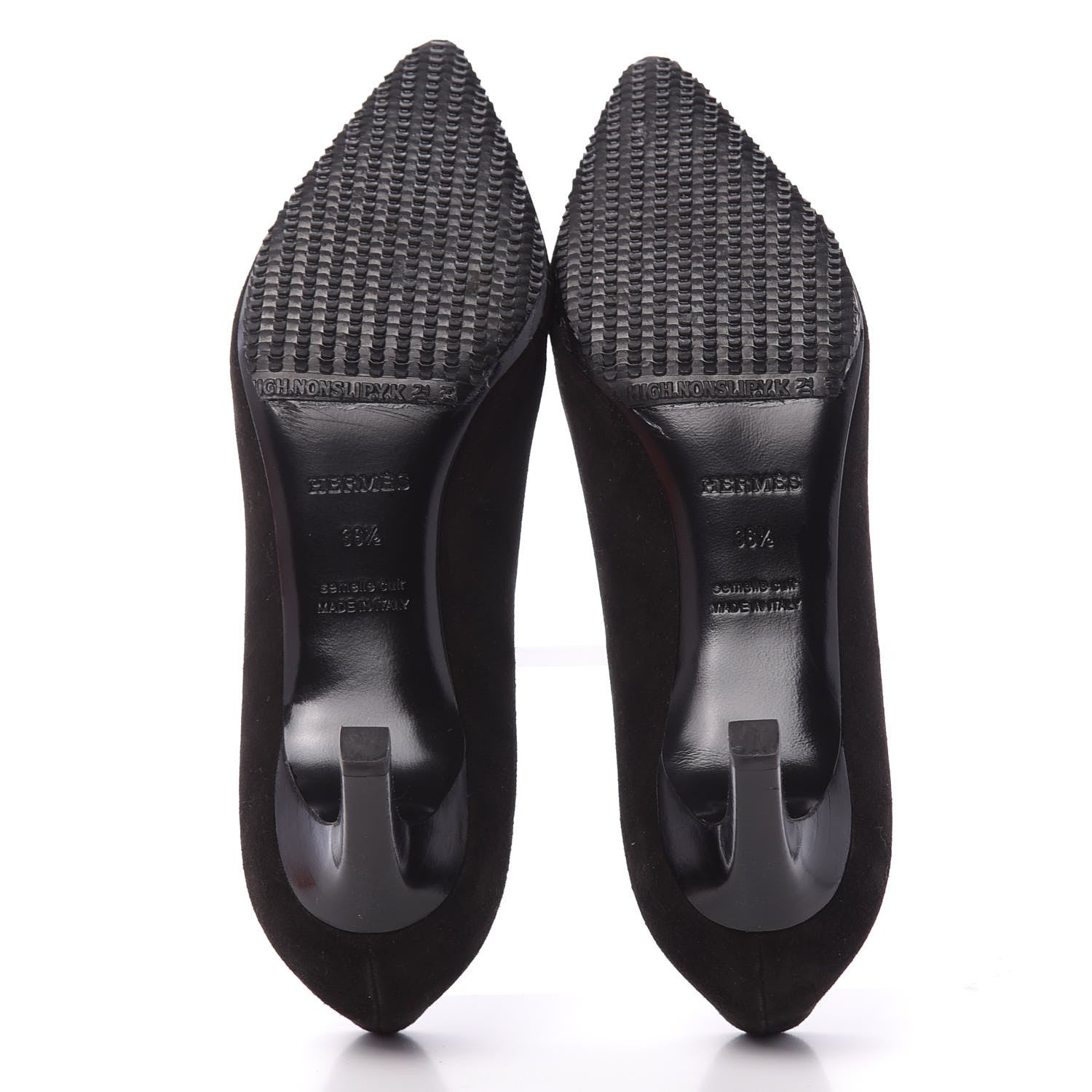 Hermes Suede Goatskin Success Pumps 36.5 Black 4 of 8