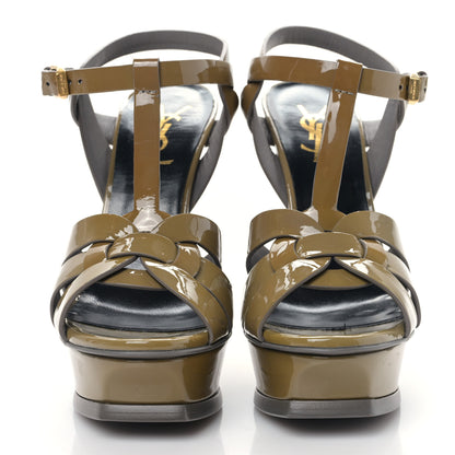 Saint Laurent Patent Tribute 105 Platform Sandals 35.5 Fog 2 of 8