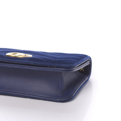 Gucci Velvet Matelasse GG Marmont Mini Bag Cobalt Blue 8 of 11