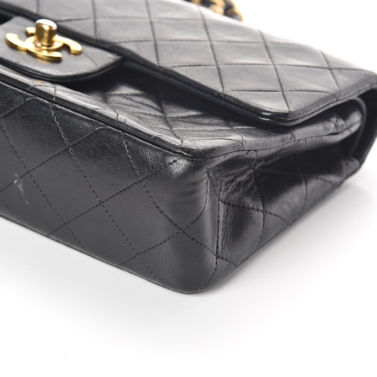Lambskin Quilted Medium Double Flap Black