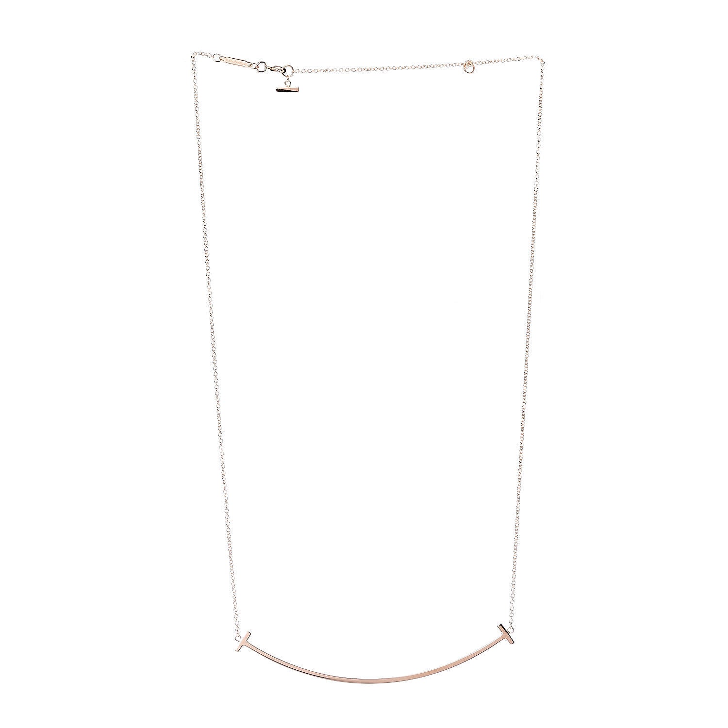 Tiffany 18K Rose Gold T Smile Pendant Necklace 3 of 6