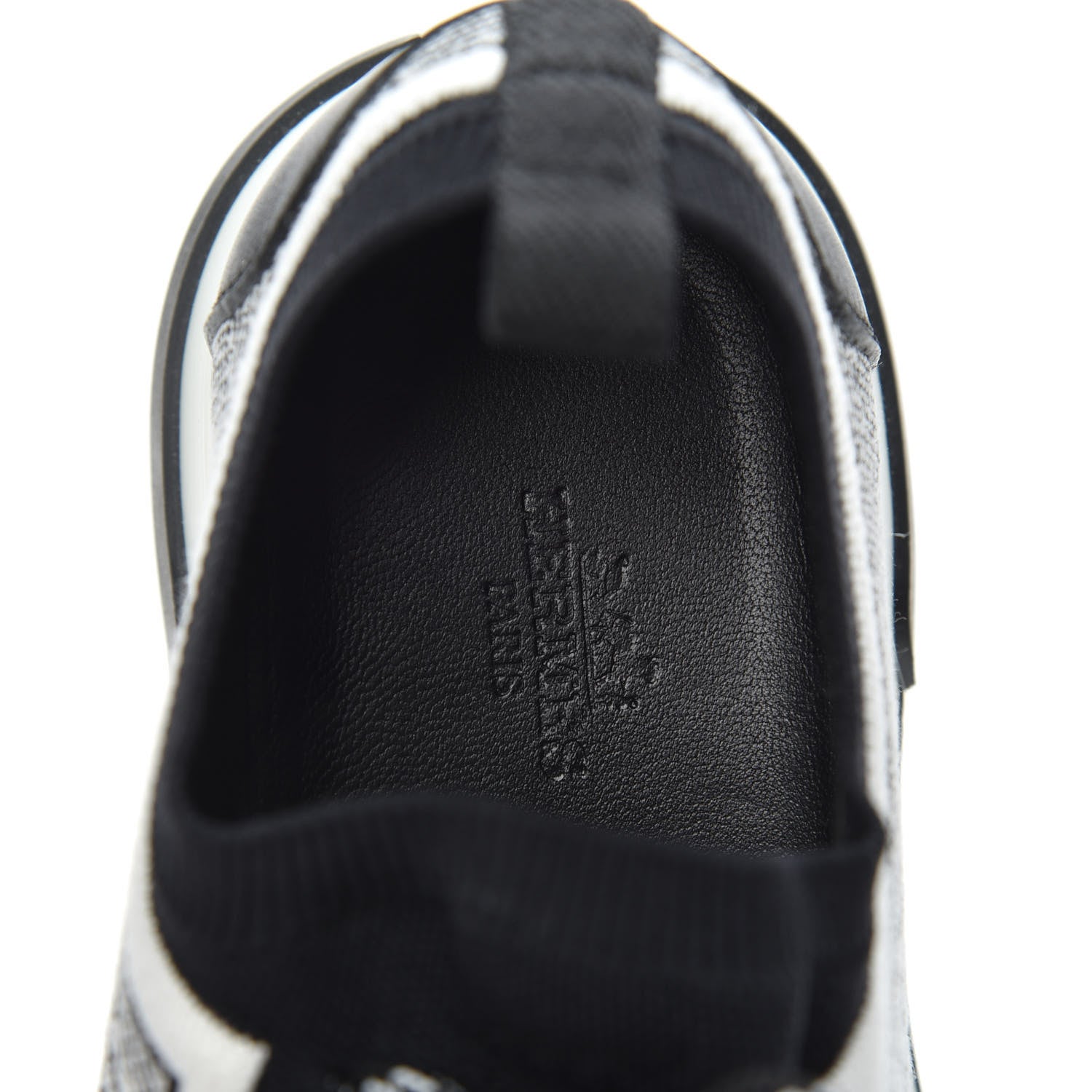 Hermes Knit Bi-Color Womens Addict Sneakers 37 Black White 5 of 7