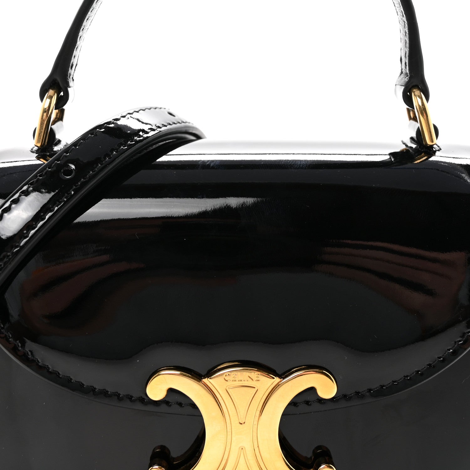 Celine Patent Calfskin Triomphe Mini Besace Clea Black 7 of 10