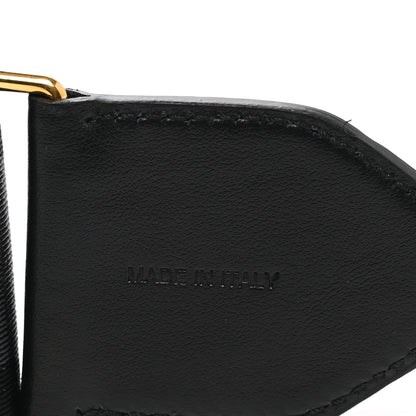 Prada Vitello Daino Fabric Striped Shoulder Strap Black Grey 4 of 6