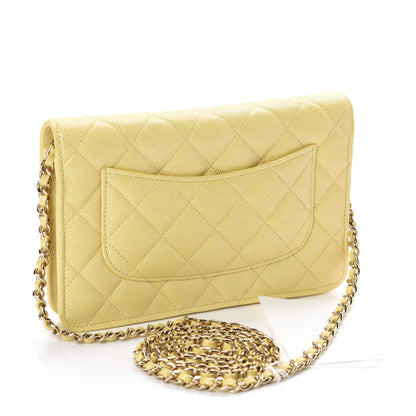 Chanel Iridescent Caviar Quilted Wallet on Chain WOC Yellow 3 of 12