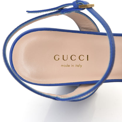 Gucci Calfskin GG Marmont Ankle Wrap 30/115mm Platform Sandals 36 Bright Blue 7 of 9
