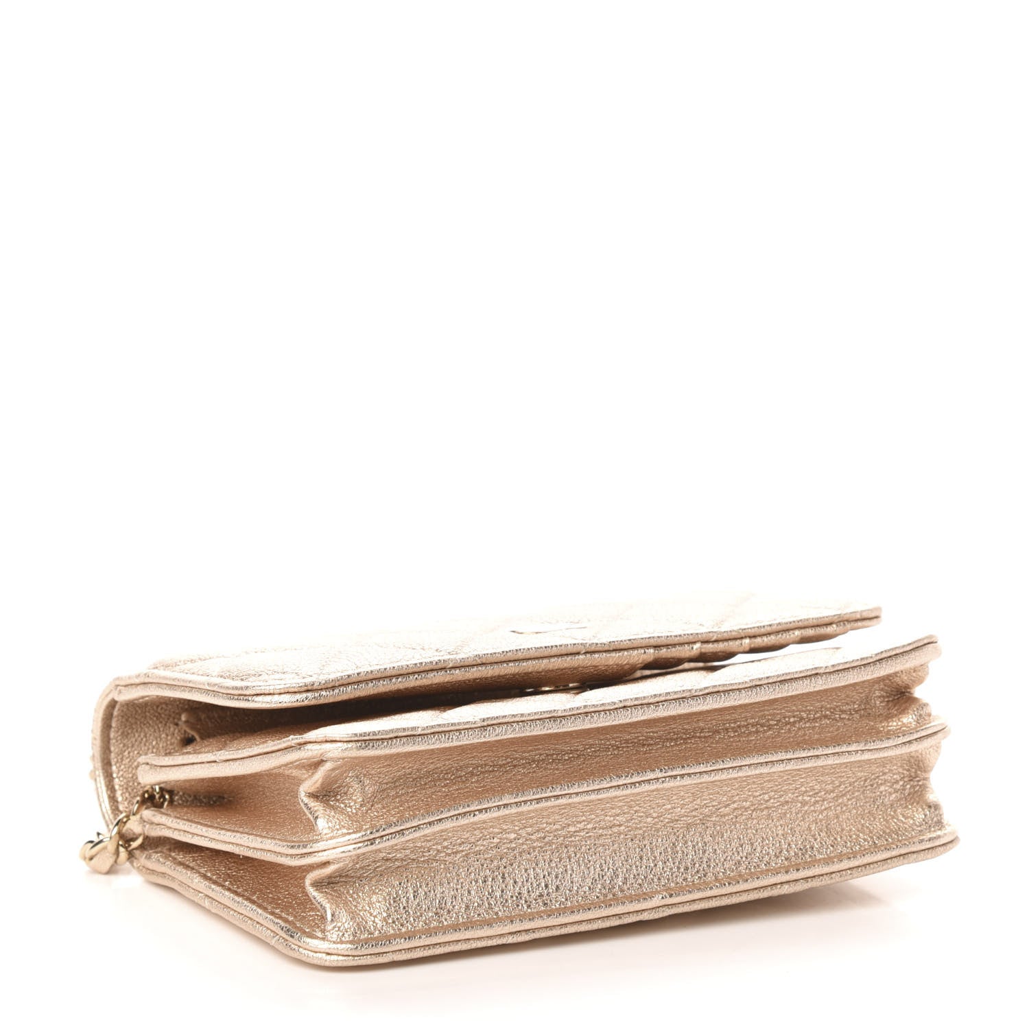 Chanel Metallic Lambskin Quilted Mini Wallet On Chain WOC Gold 4 of 11