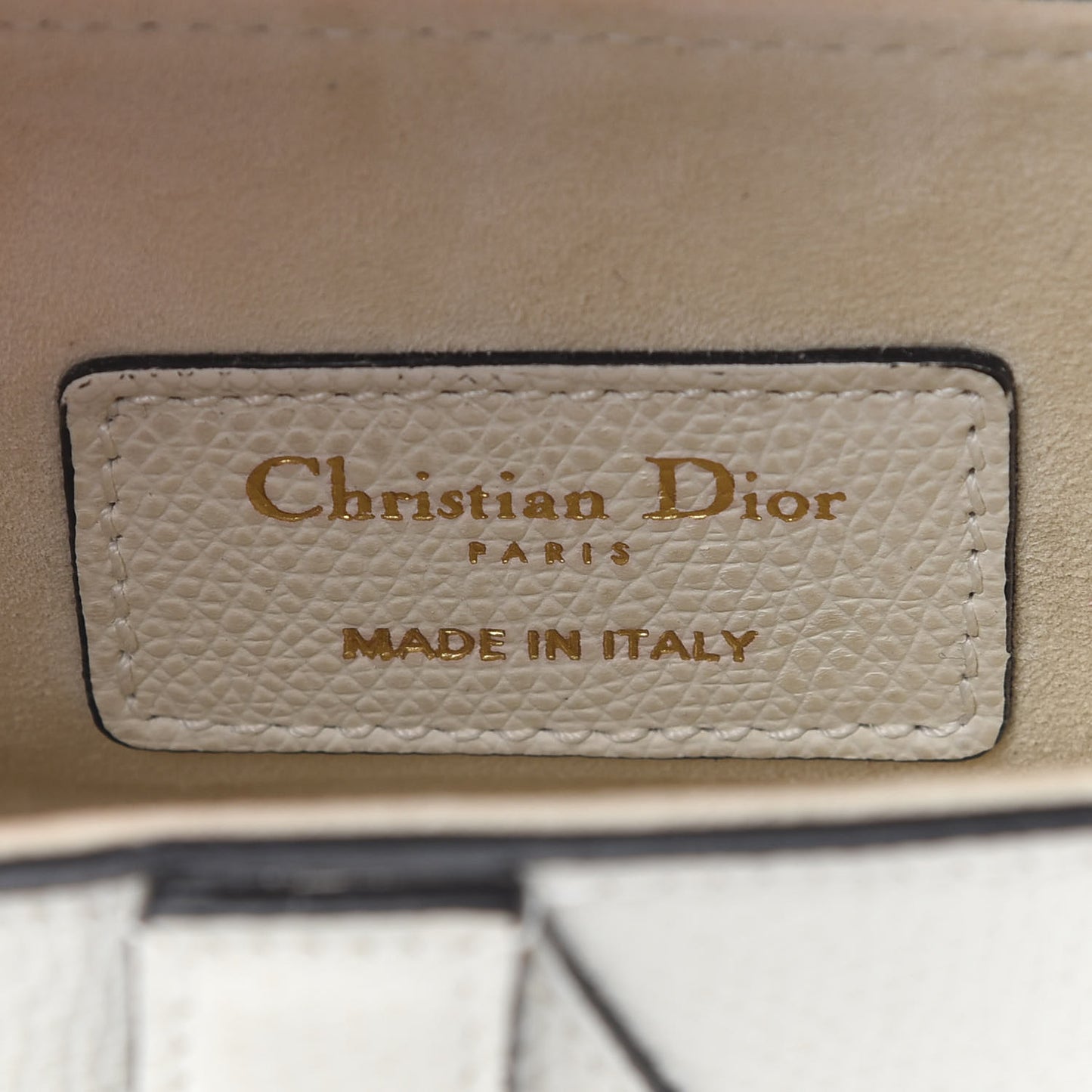 Grained Calfskin Mini Saddle Bag White