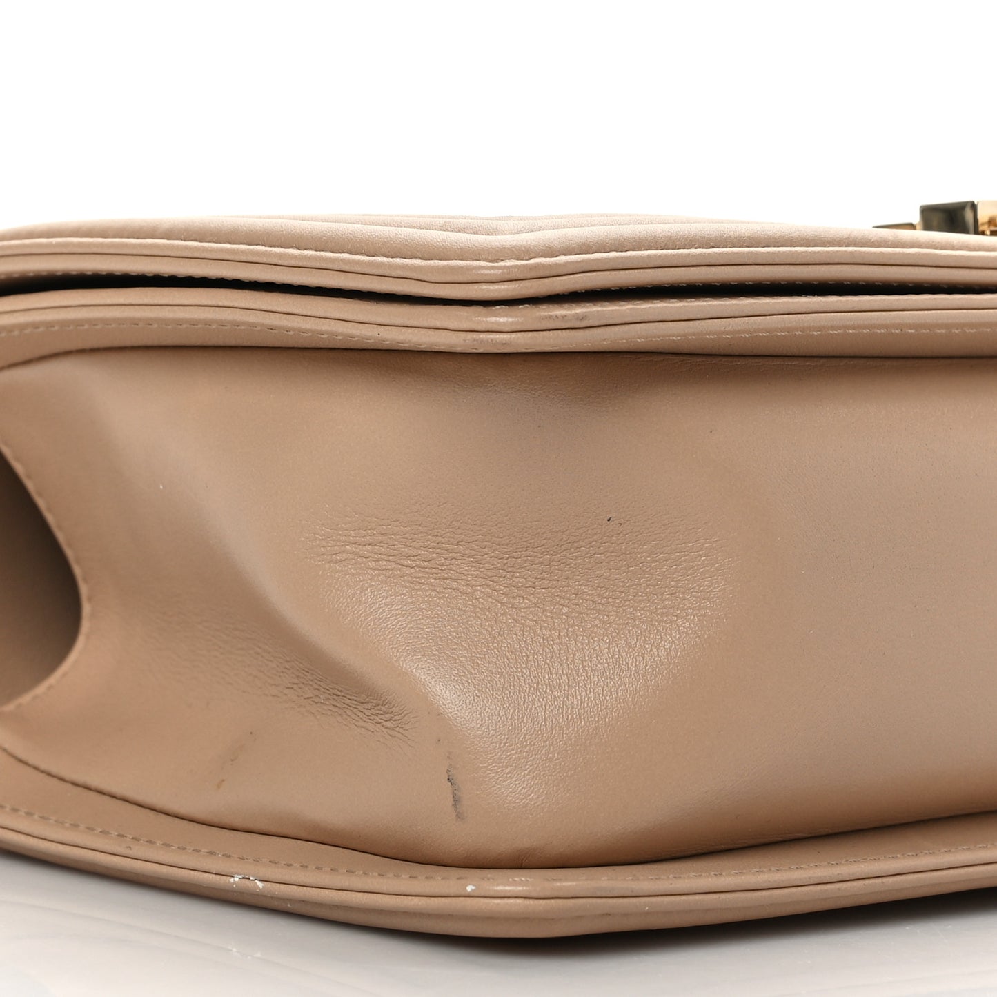 Calfskin Quilted Medium Boy Flap Beige