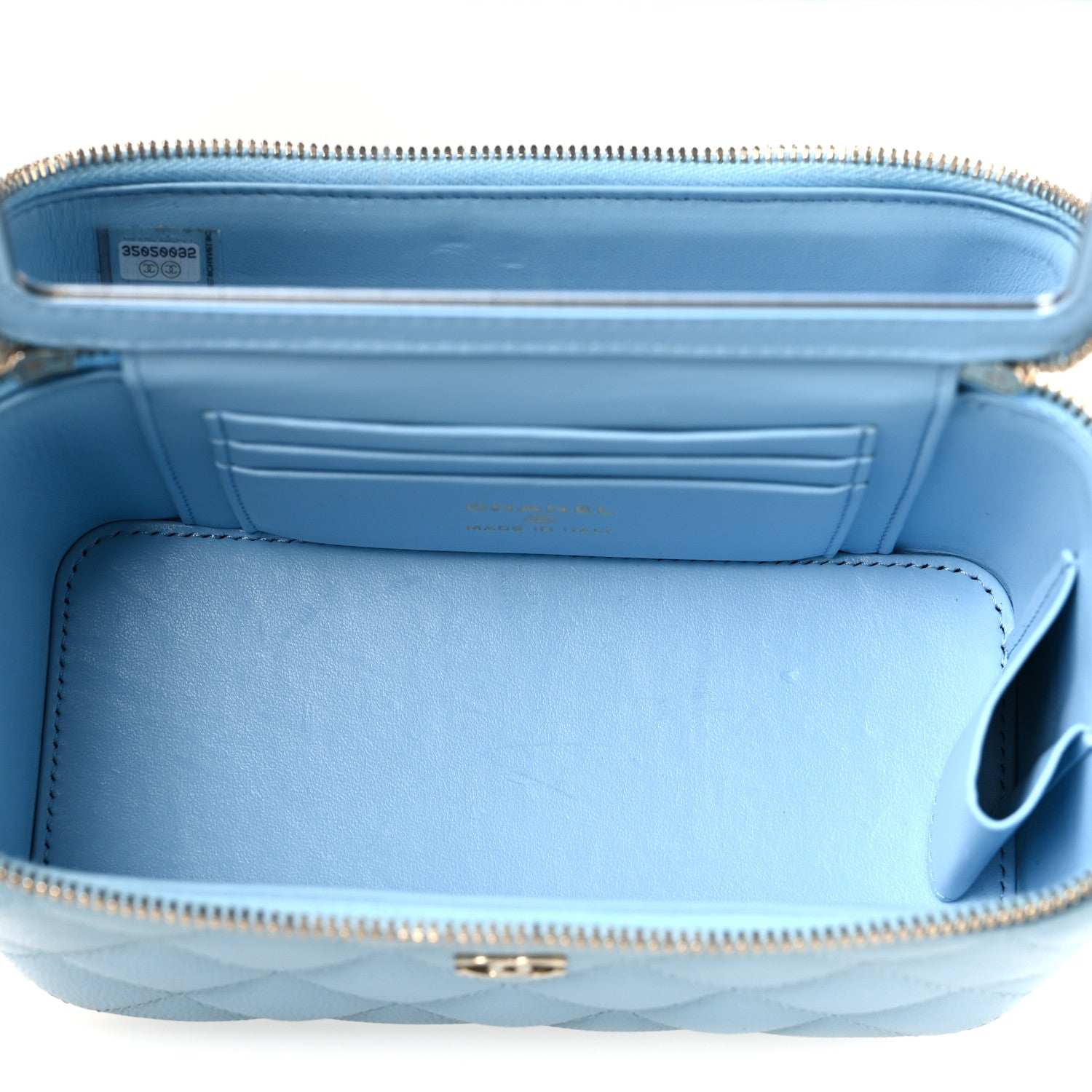 Chanel Caviar Quilted Small Tiny CC Vanity Case With Chain Light Blue 5 of 16