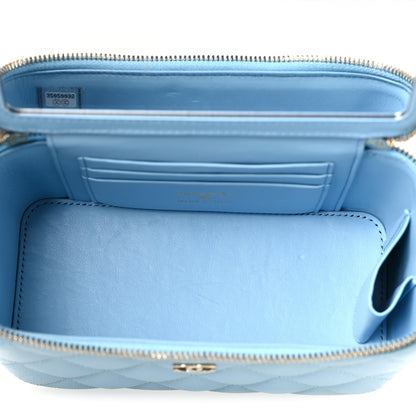 Chanel Caviar Quilted Small Tiny CC Vanity Case With Chain Light Blue 5 of 16