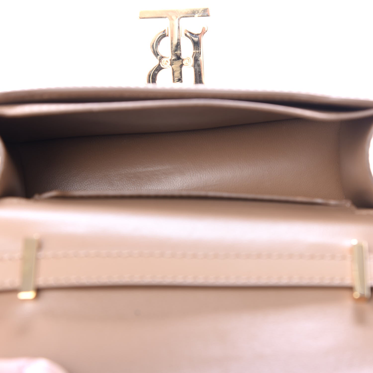Burberry Calfskin Monogram Mini TB Bag Beige 5 of 9