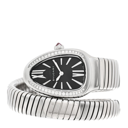 Bulgari Stainless Steel Diamond Bezel 35mm Serpenti Tubogas Quartz Watch Black 2 of 4