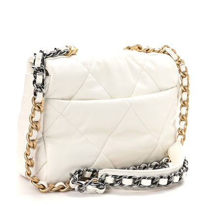 Chanel Shiny Crumpled Calfskin Quilted Medium Chanel 19 Flap White 3 of 11