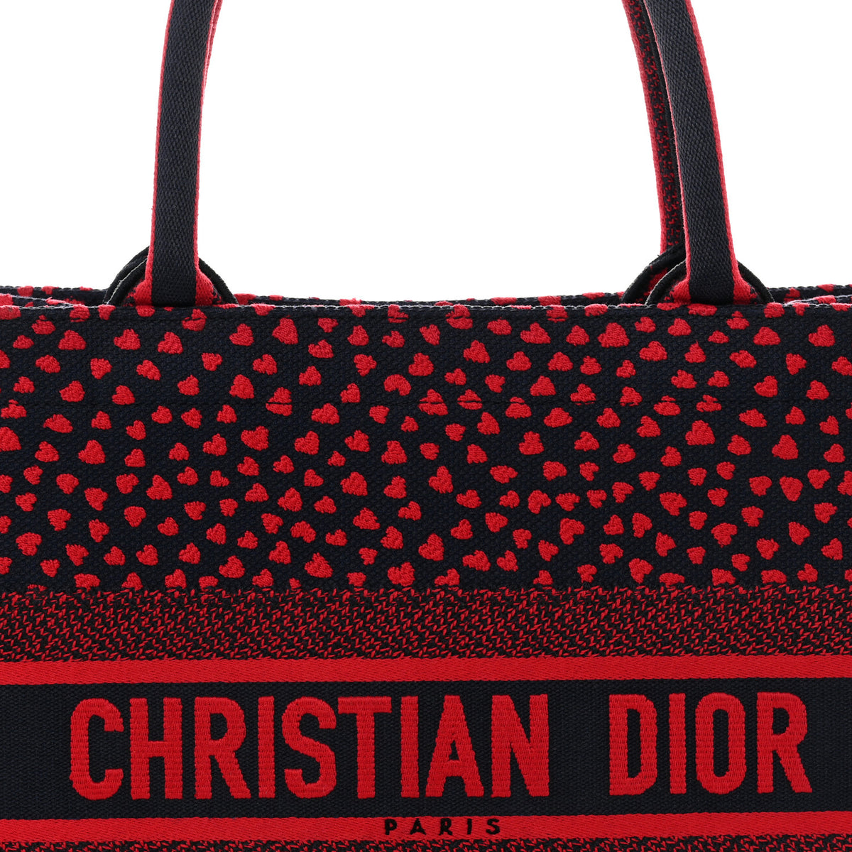 Christian Dior Canvas Embroidered Pop Heart I Love Paris Medium Book Tote Red Multicolor 7 of 11