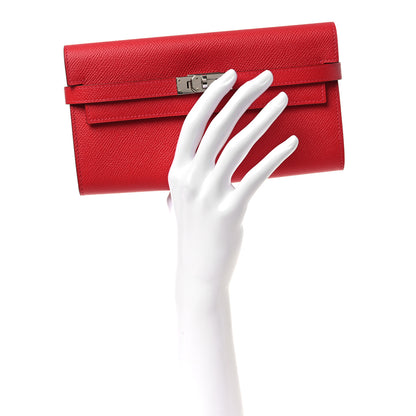 Hermes Epsom Kelly Longue Wallet Rouge Casaque 2 of 9