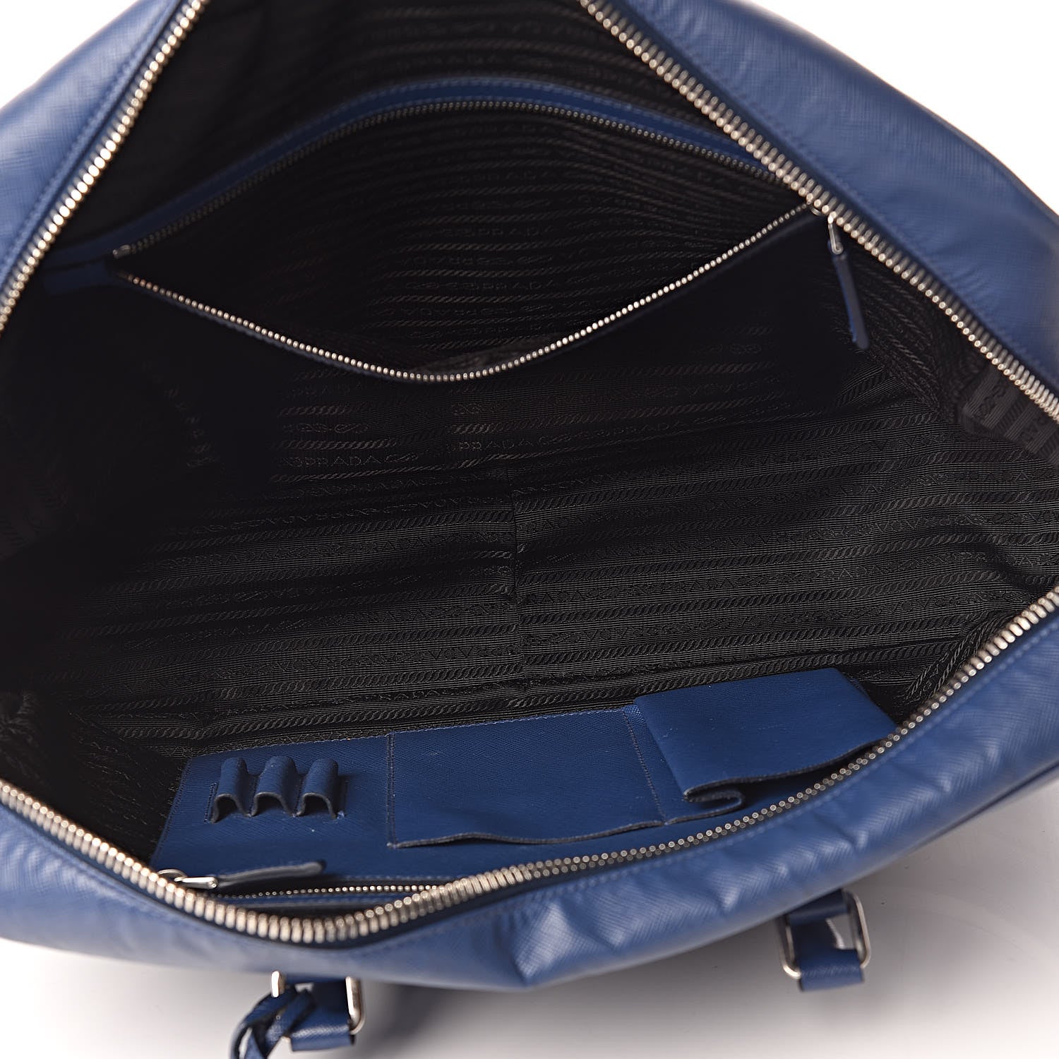 Prada Saffiano Righe Briefacase Bleuette 5 of 15