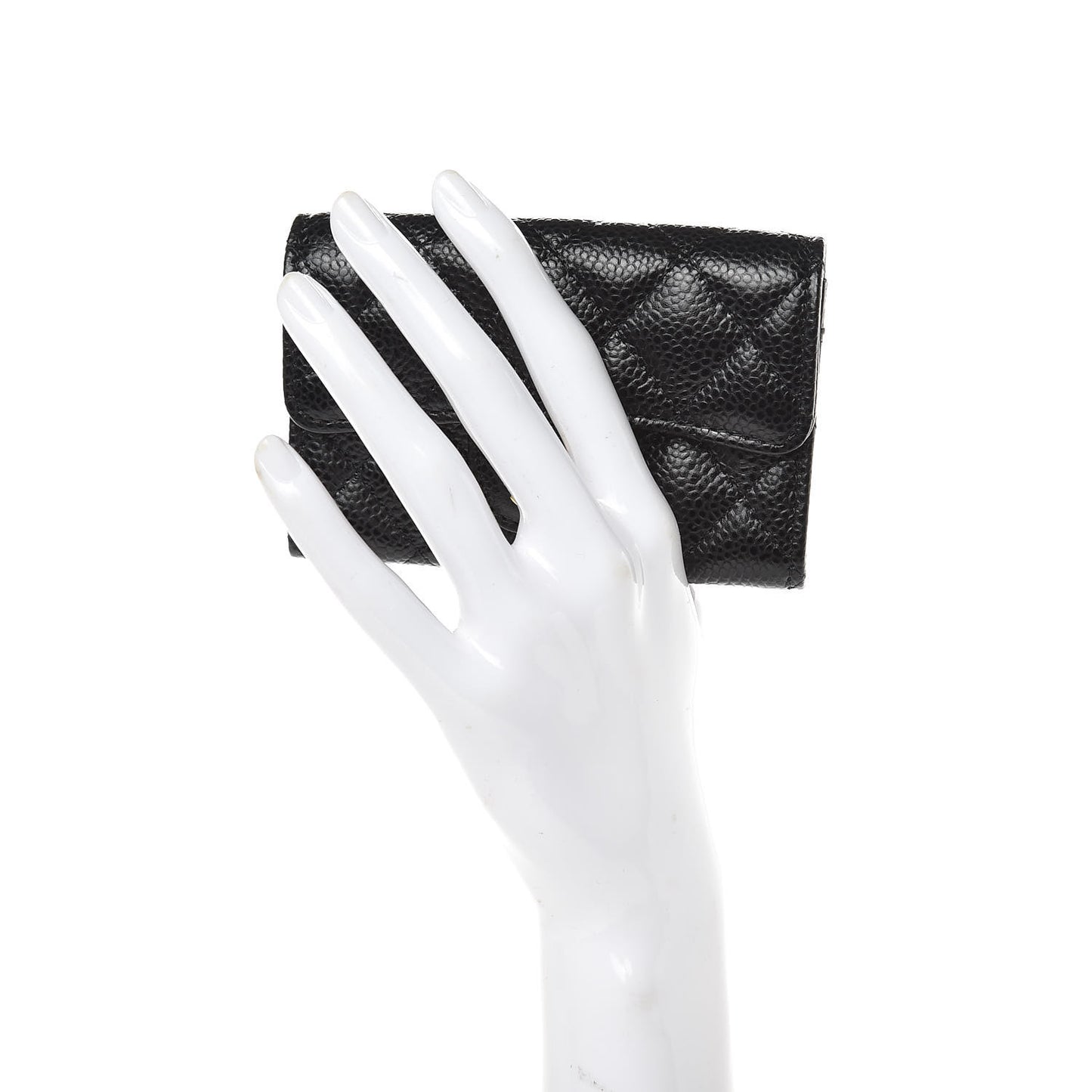 Caviar Quilted Flap Card Holder Black