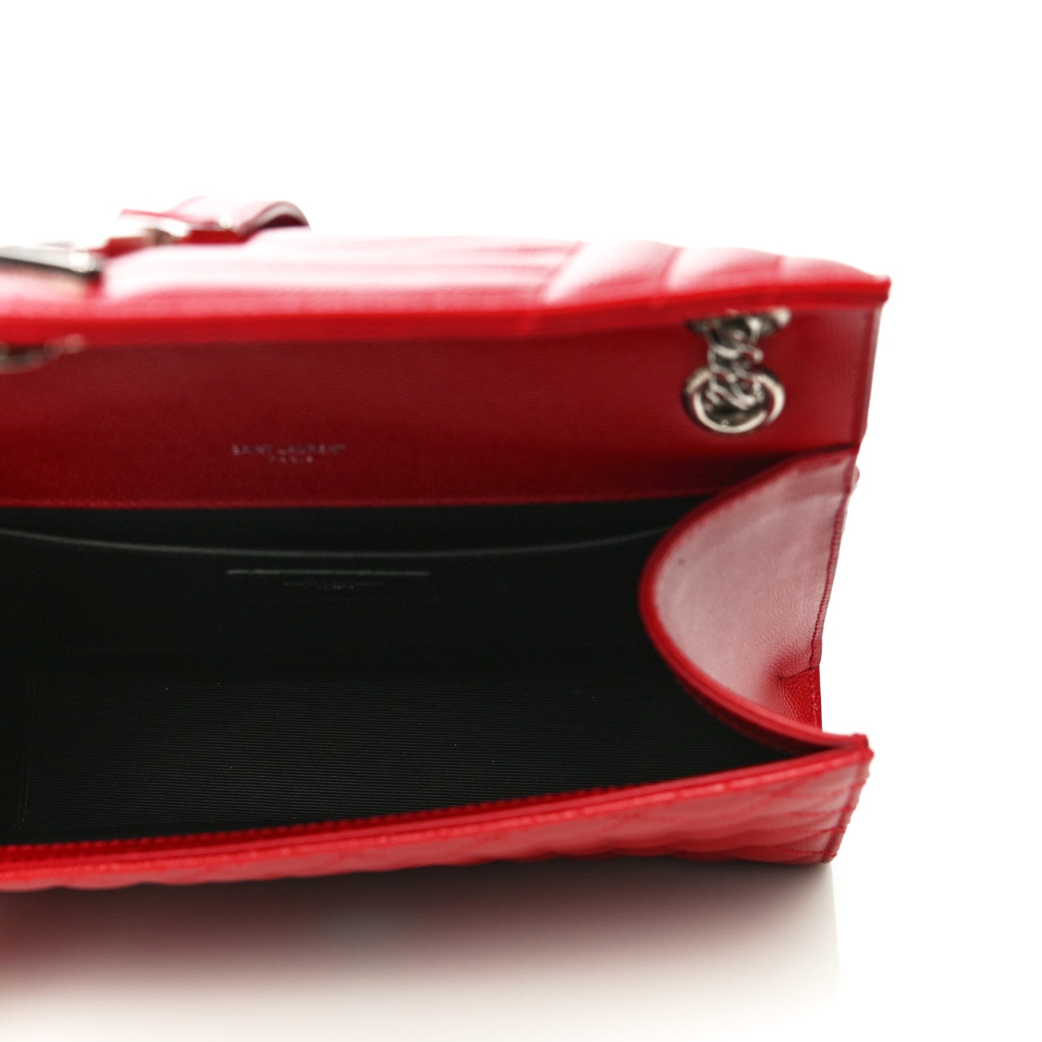 Saint Laurent Grain De Poudre Textured Mixed Matelasse Triquilt Medium Monogram Satchel New Red 7 of 11