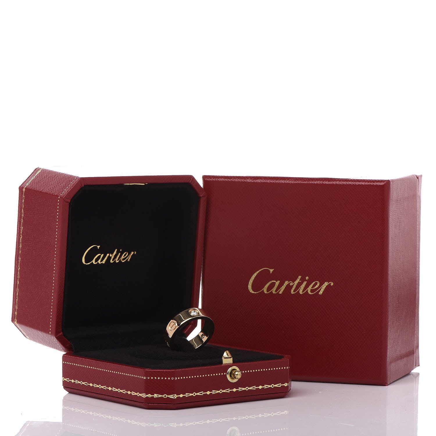 Cartier 18K Yellow Gold 3 Diamond 5.5mm LOVE Ring 53 6.25 5 of 5