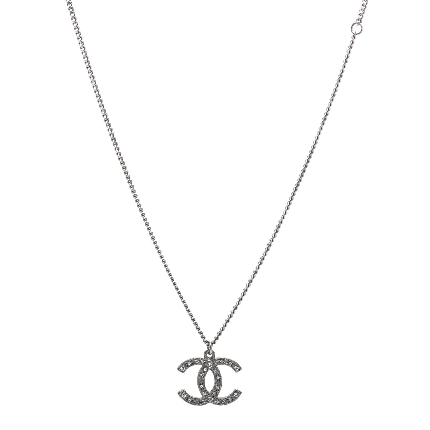 Chanel Crystal Timeless CC Necklace Ruthenium 1 of 4