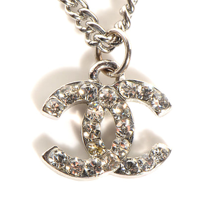 Chanel Crystal CC Timeless Necklace Silver 3 of 5