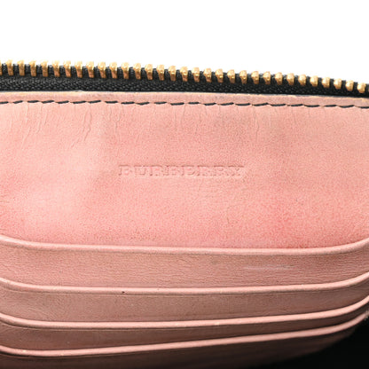 Burberry Signature Grain Calfskin Check Embossed Peyton Crossbody Clutch Bag Pale Orchid 6 of 17