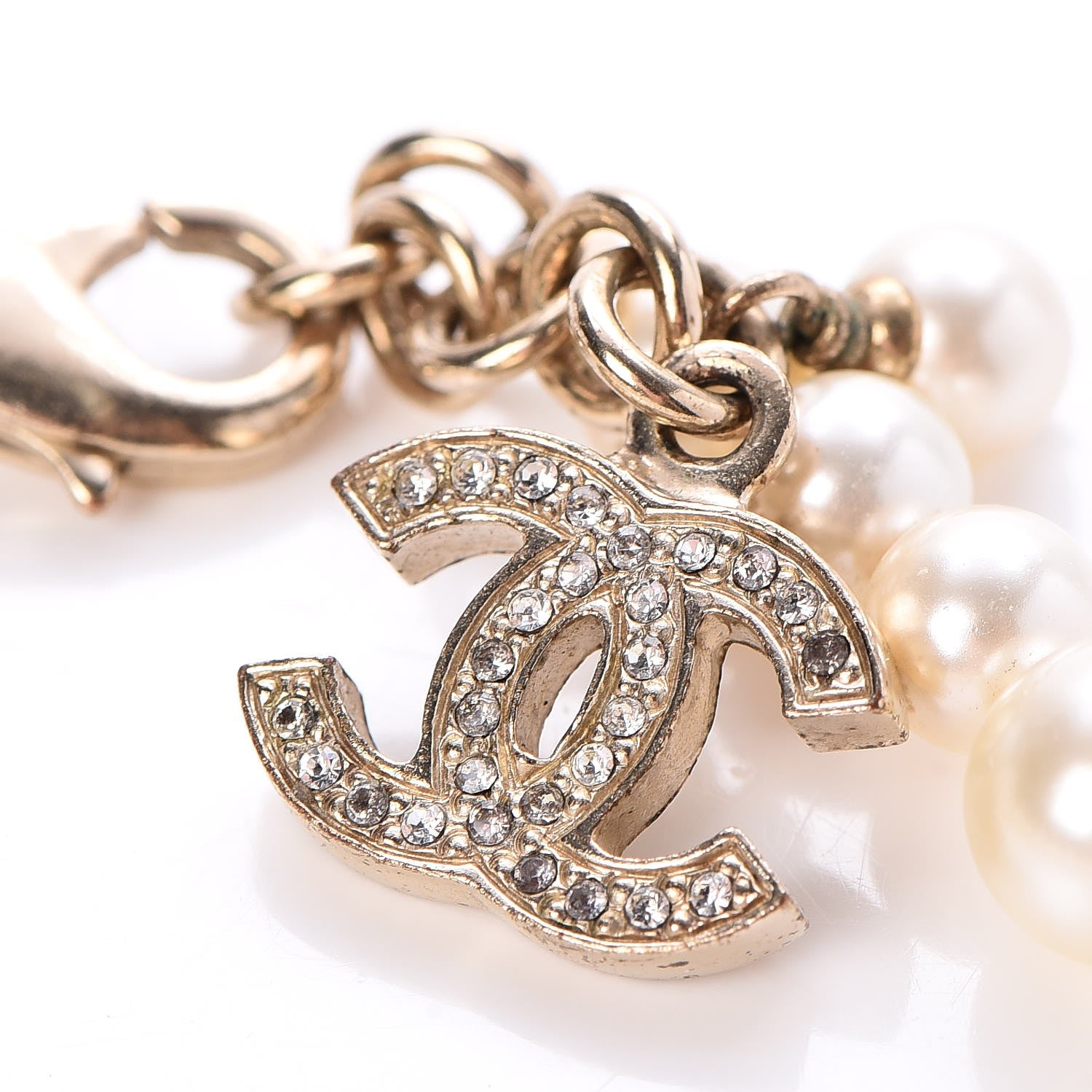 Chanel Crystal Pearl CC Bracelet Gold 4 of 6