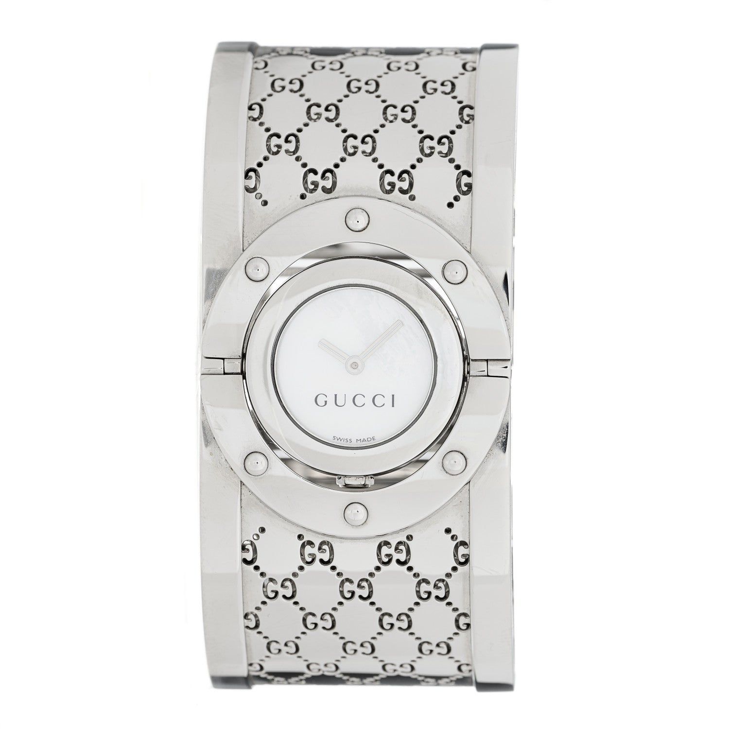 Gucci Stainless Steel Mother of Pearl 33mm Twirl Quartz Watch 1 of 5