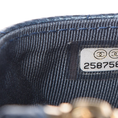 Chanel Metallic Caviar Quilted CC Zip Card Holder Dark Blue 7 of 8