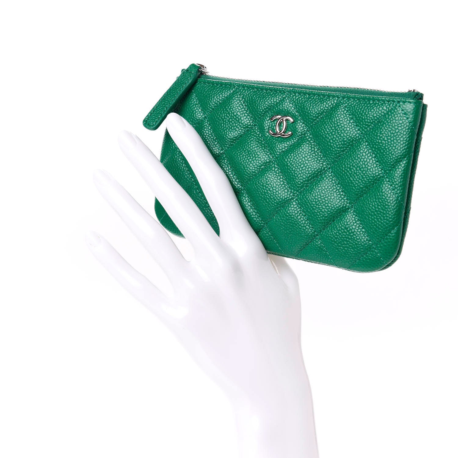 Chanel Caviar Quilted Small Cosmetic Case Green 2 of 8