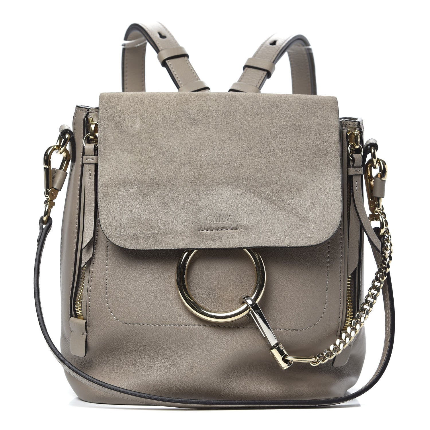 Chloe Suede Calfskin Small Faye Backpack Motty Grey 1 of 10