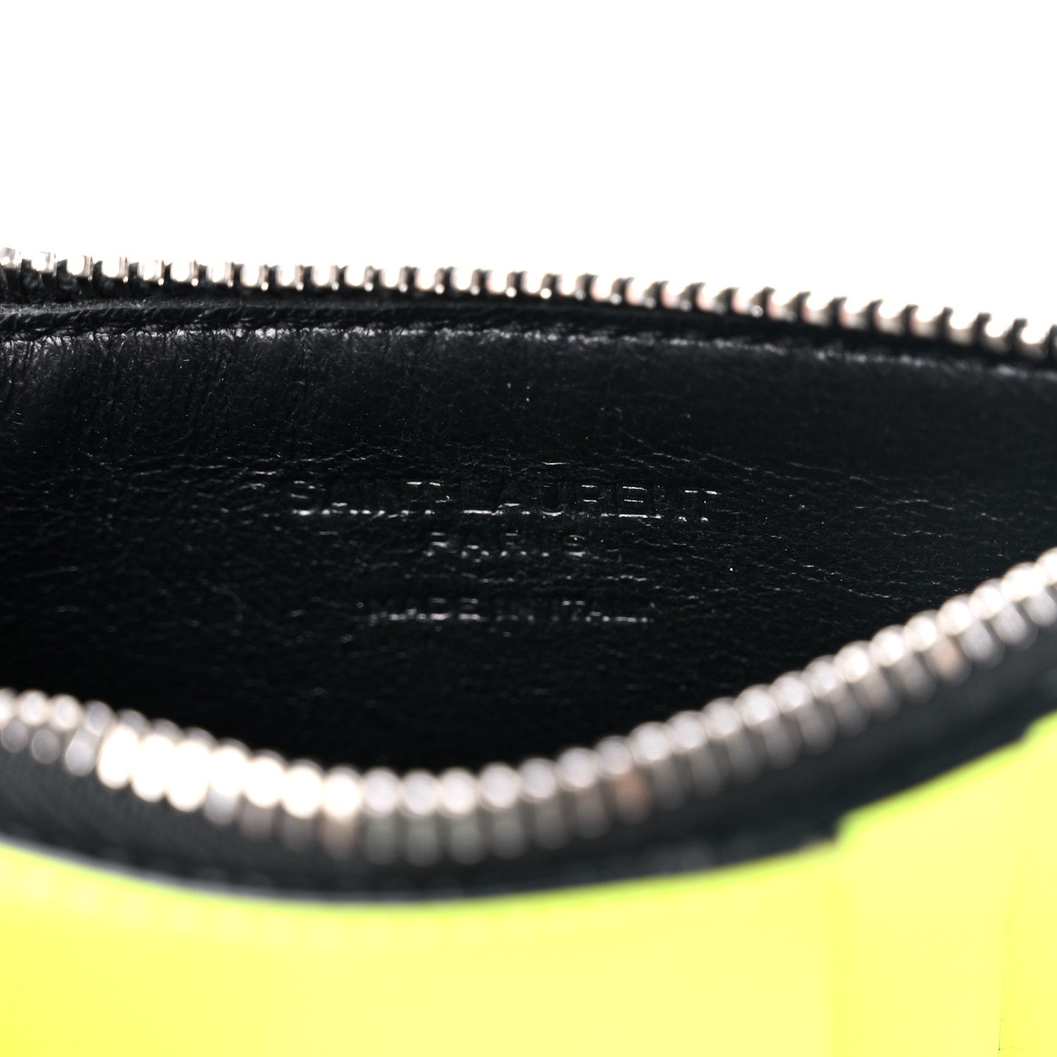 Saint Laurent Patent Calfskin 5 Fragments Zip Card Case Neon Yellow 6 of 8