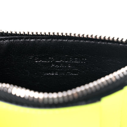 Saint Laurent Patent Calfskin 5 Fragments Zip Card Case Neon Yellow 6 of 8