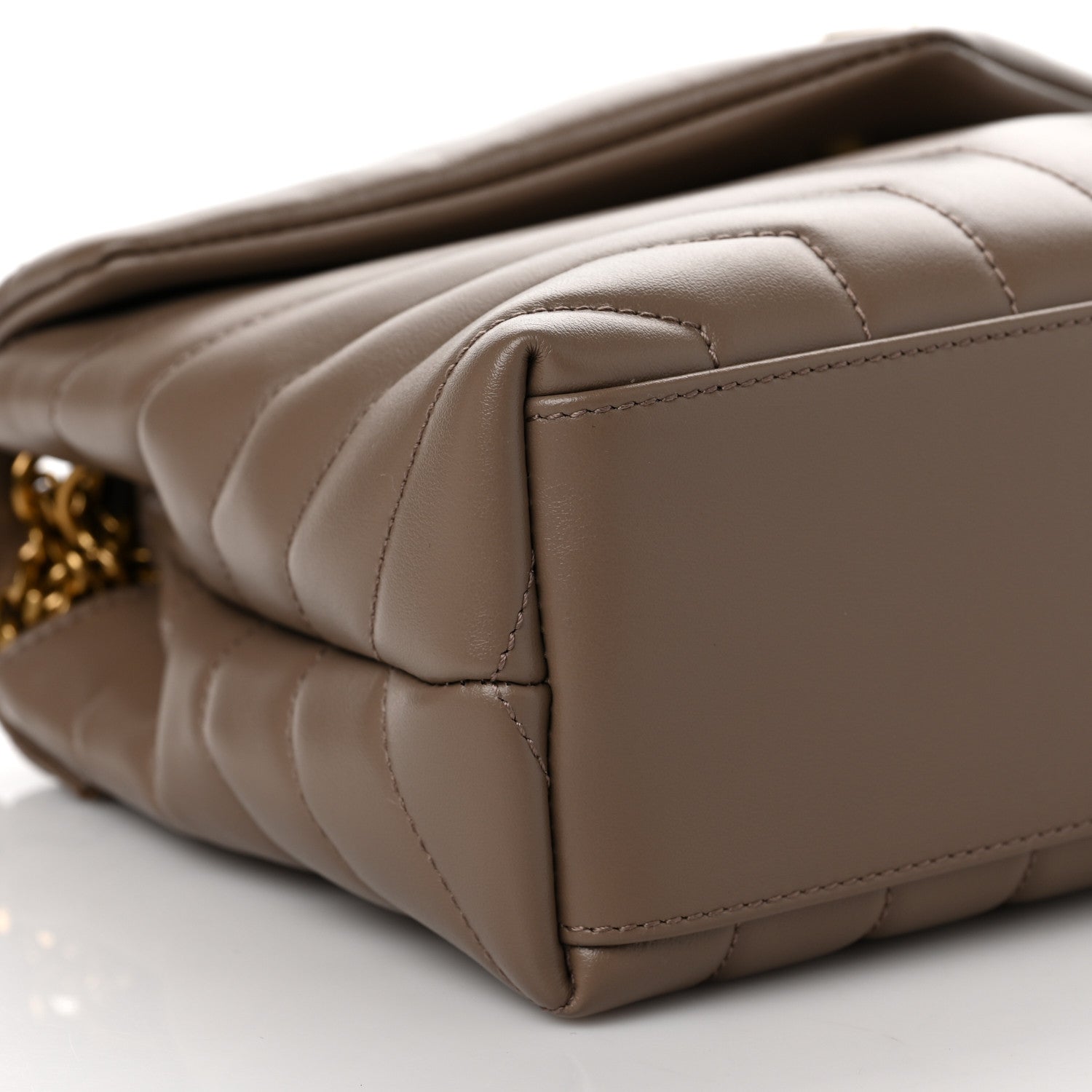 Saint Laurent Calfskin Y Quilted Monogram Small Loulou Chain Satchel Taupe 7 of 8