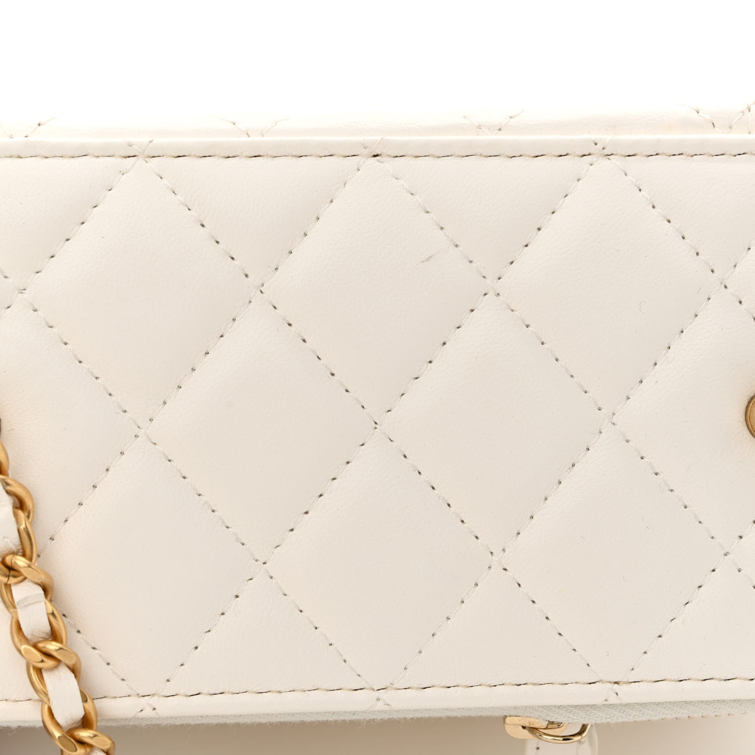 Chanel Lambskin Quilted Pearl Crush Small Vanity Case With Chain White 11 of 12