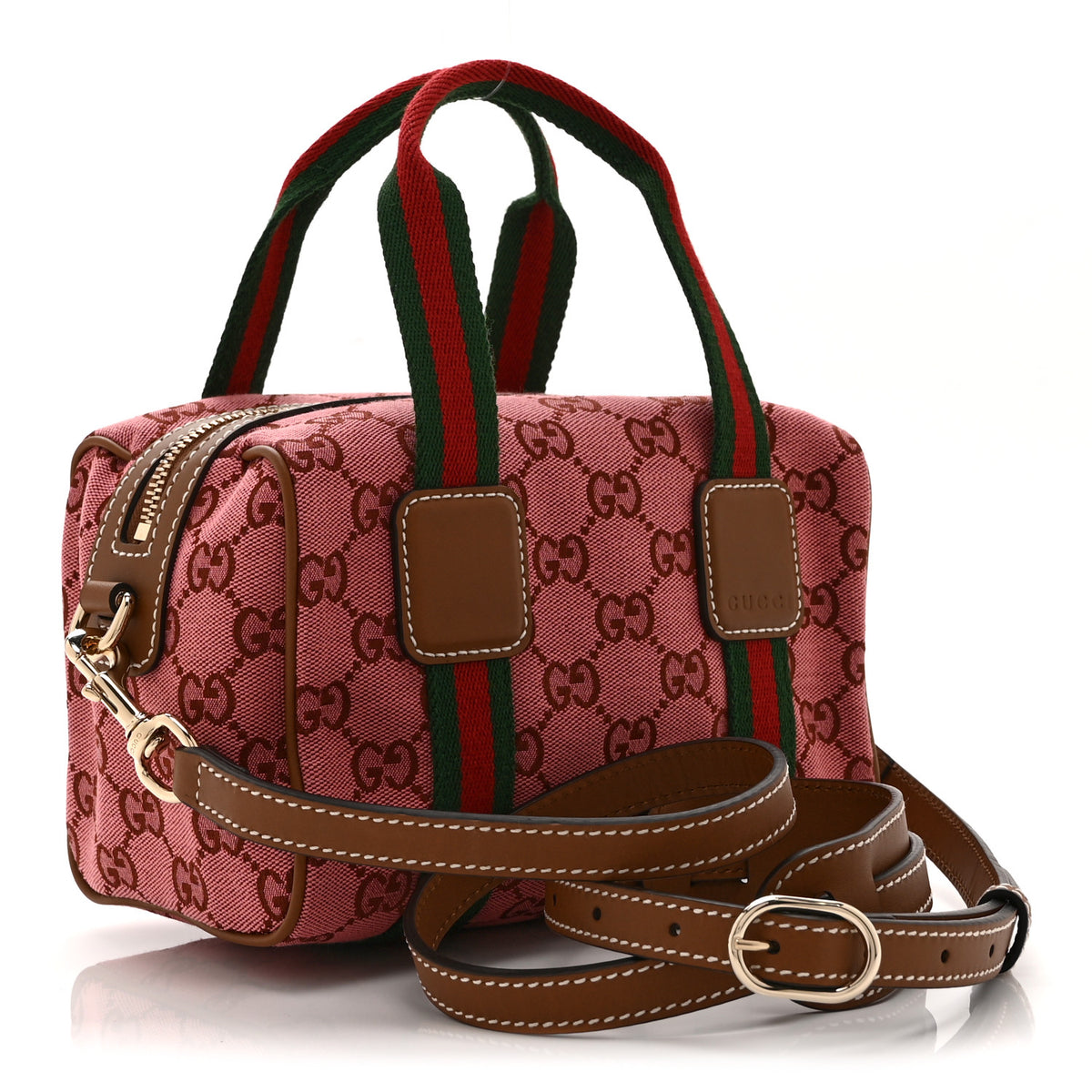 Gucci GG Supreme Web Mini GG Top Handle Bag Pink Beige 3 of 10