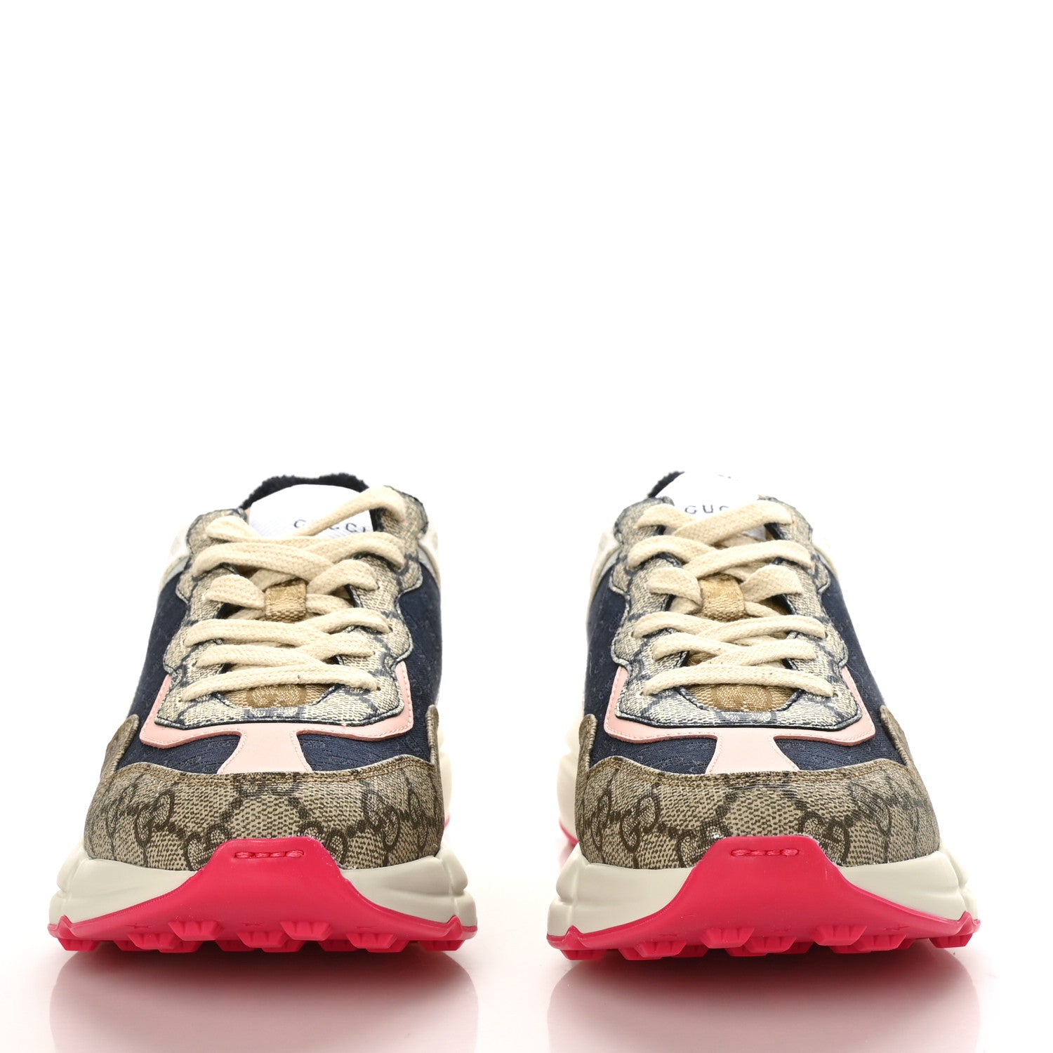 Gucci GG Supreme Monogram Mix Monogram Womens Rhyton Sneakers 37 London Blue Beige Pale Pink 2 of 6