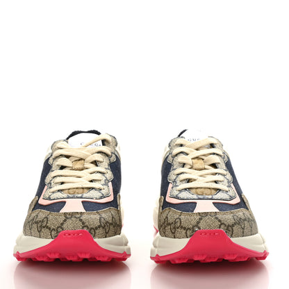 Gucci GG Supreme Monogram Mix Monogram Womens Rhyton Sneakers 37 London Blue Beige Pale Pink 2 of 6