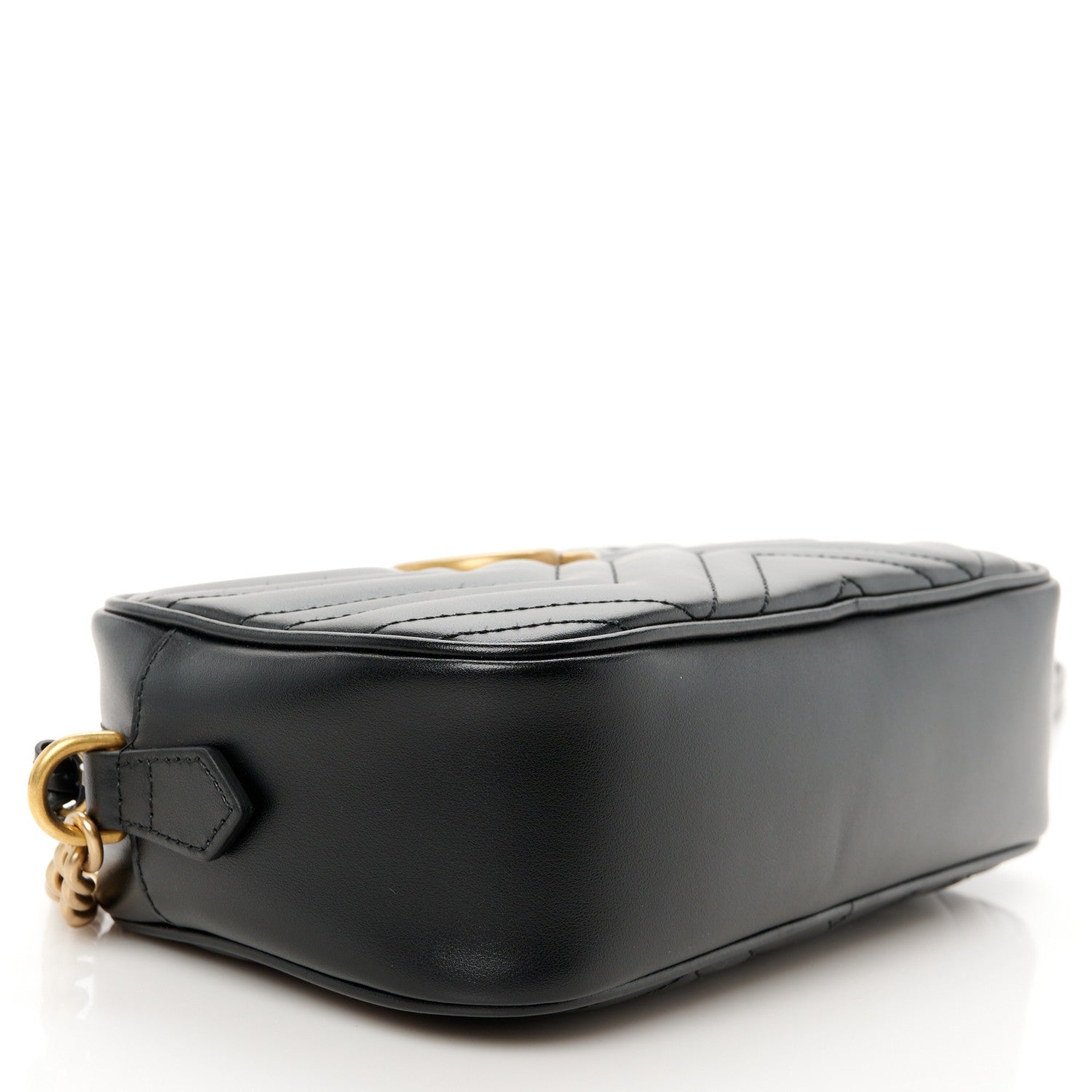 Gucci Calfskin Matelasse Small GG Marmont Chain Shoulder Bag Black 10 of 11