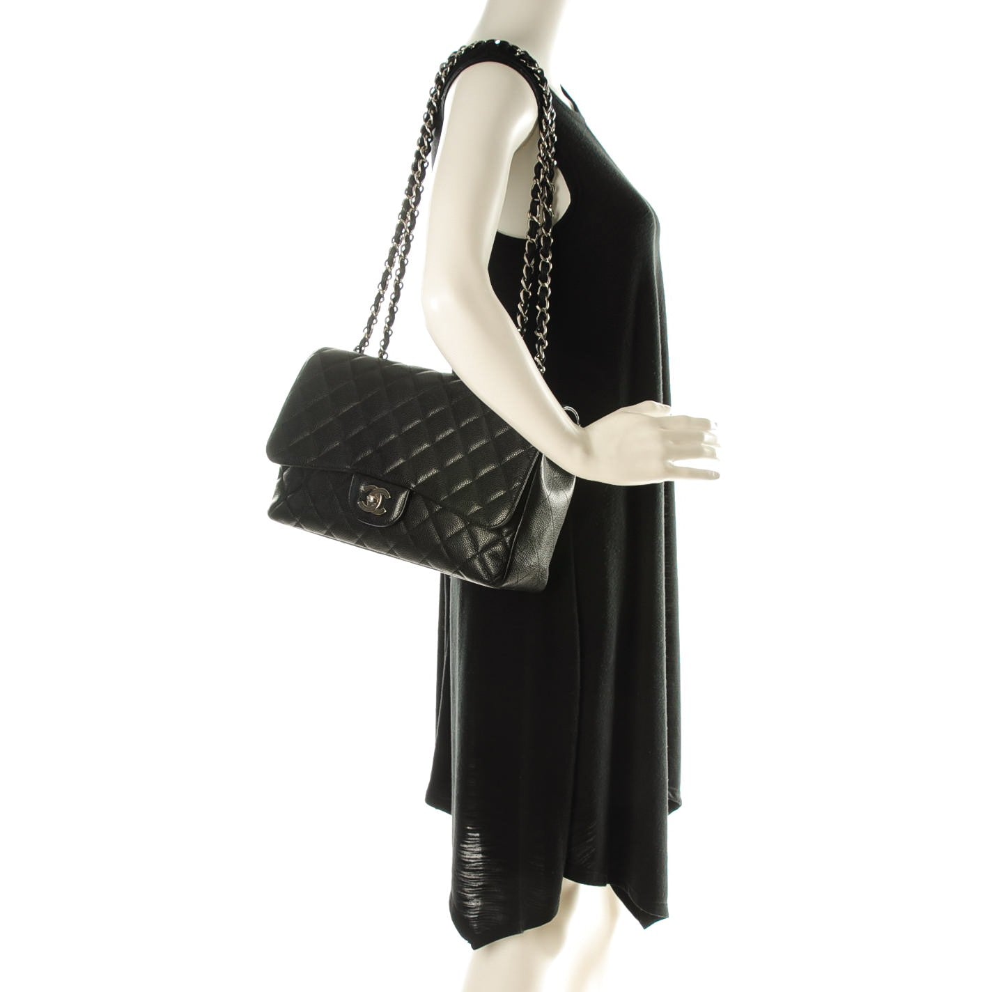 Chanel Caviar Quilted Jumbo Single Flap Black 2 of 7