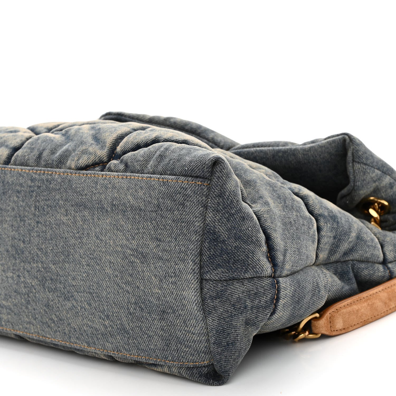 Saint Laurent Denim Quilted Medium Loulou Puffer Monogram Chain Satchel Blue Cinnamon 9 of 9