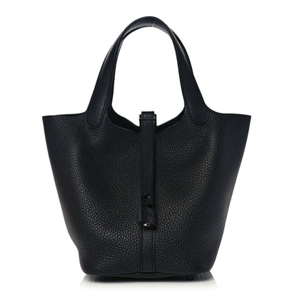 Hermes Taurillon Clemence Monochrome Picotin Lock 18 PM Black 1 of 10