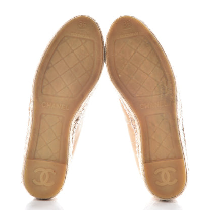 Chanel Lambskin CC Espadrilles 35 Beige Black 5 of 9
