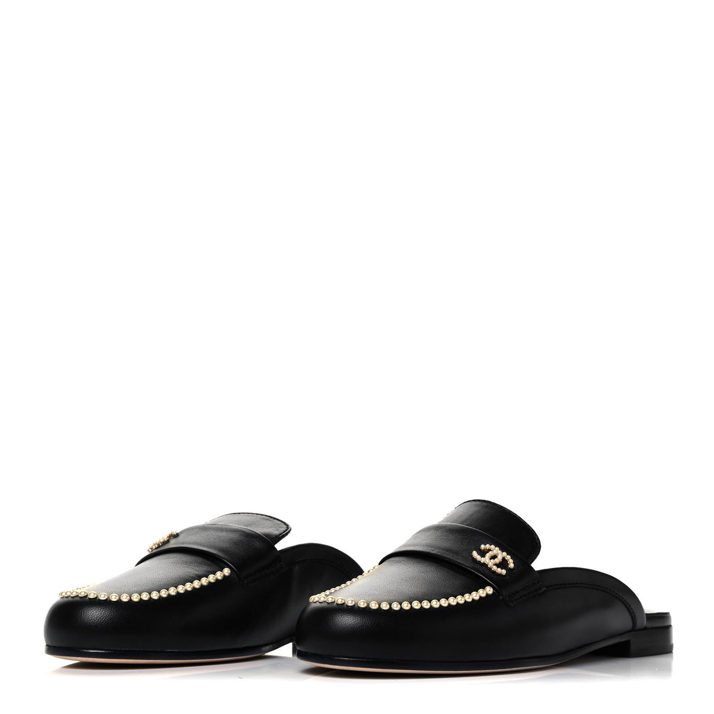 Lambskin Pearl CC Mules 38 Black