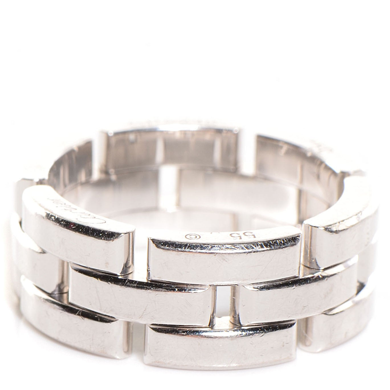 Cartier 18K White Gold Maillon Panthere 3 Row Ring 55 US 7.25 1 of 5