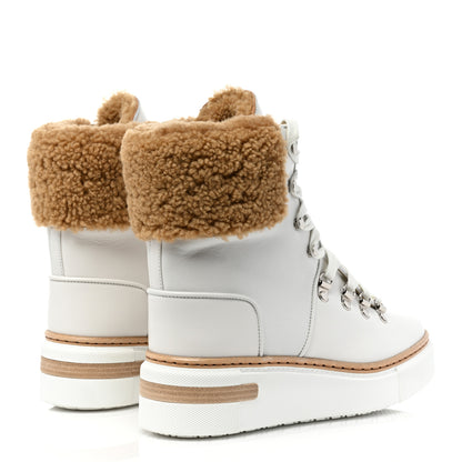 Hermes Calfskin Woolskin Womens Flocon Ankle Boots 37 White Naturel 5 of 7