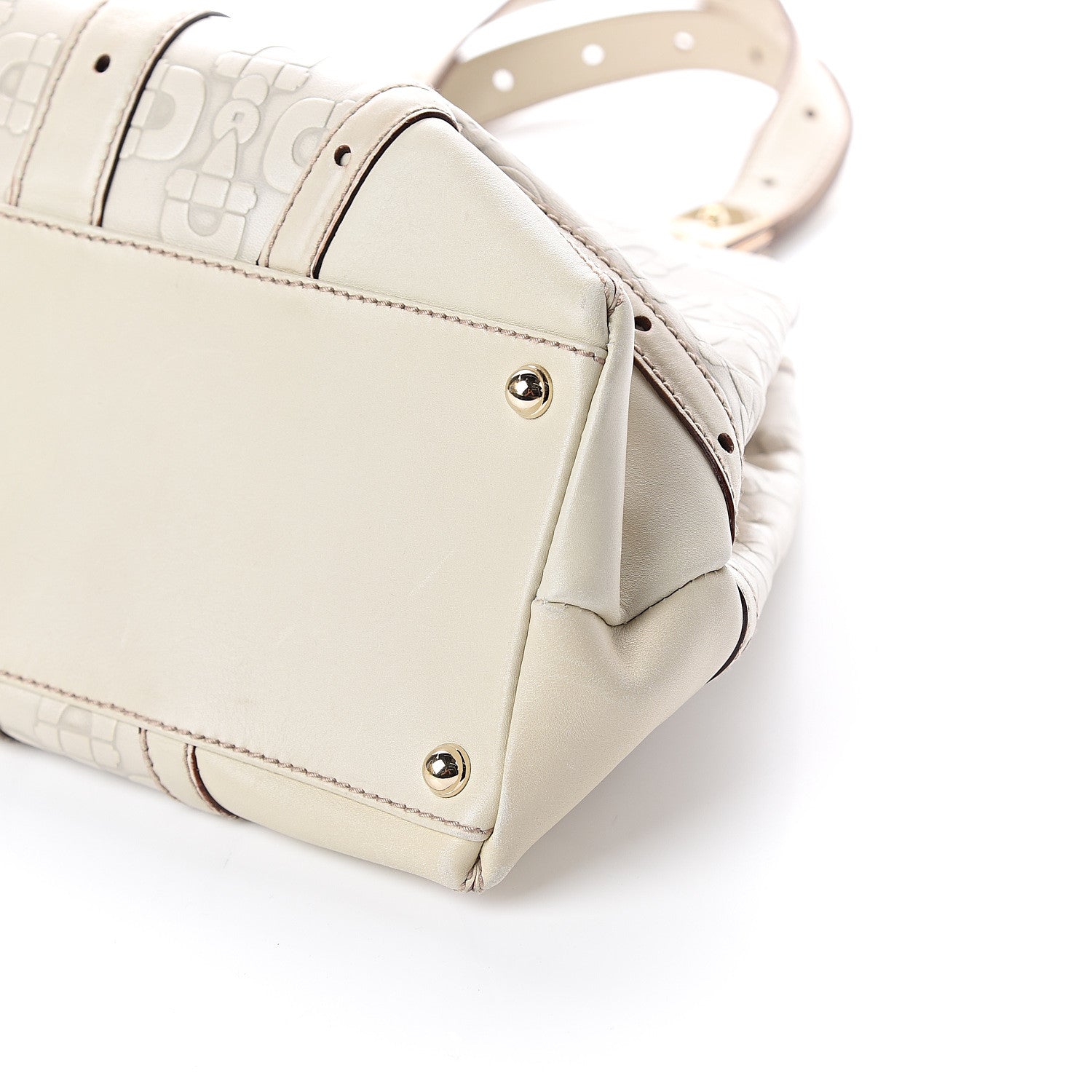 Gucci Calfskin Horsebit Embossed Large Glam Shoulder Bag White 8 of 8