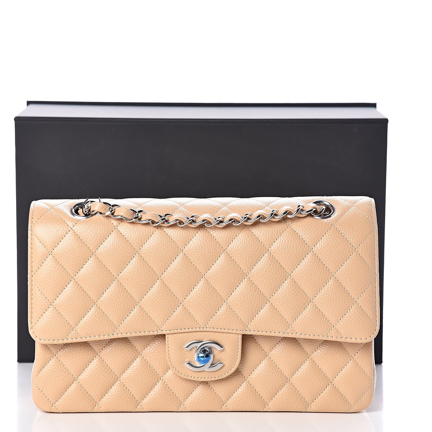 Chanel Caviar Quilted Medium Double Flap Beige 10 of 10